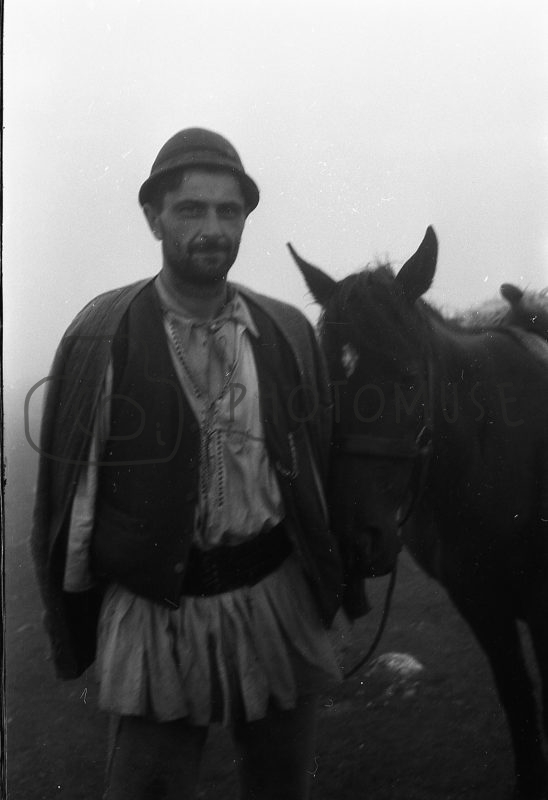 ’50s, shepherd with horse, Romania